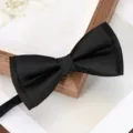 Black men's formal bow tie classic solid color wedding business suit accessory elegant style - Black Glossy Bowtie