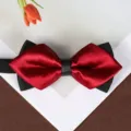 Farfallino formale a punta doppio strato uomo, rosso e nero elegante cravatta da sposa. - Papillon rosso vino