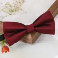 Wine red solid color bow tie for men, classic wedding suit accessory with elegant diagonal texture. - Dark Red Fine Stripe Bowtie