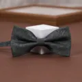 Classic herringbone bow tie detail shot, elegant fabric texture for men's formal suits and weddings. - Soft Cloud Pavilion-Dark Green Bow Tie