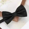 Classic black bow tie detail for men formal wedding business suit elegant fashion accessory. - Black Grid Bowtie