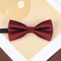 Wine red striped bow tie detail close-up, classic style for formal wear and weddings. - Dark Red Fine Stripe Bowtie