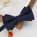 Nœud papillon bleu foncé élégant pour homme mariage formel smoking nœud papillon marié - Nœud Papillon Rayé Foncé Asymétrique Bleu