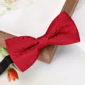 Nœud papillon jacquard rouge avec sangle noire pour hommes mariage marié vêtements formels - Nœud Papillon Motif Vintage