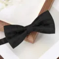 Classic black paisley bow tie detail, elegant jacquard fabric for formal wedding suits. - Black Paisley Bowtie