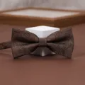 Brown leaf pattern mens bow tie for wedding suit and formal attire variant. - Dark Brown Pine Shadow