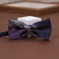 Exquisite purple floral bow tie detail, elegant fabric accessory for weddings, proms and formal events. - Purple Night Elf