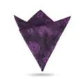 Vista detallada de un pañuelo de bolsillo morado con diseño floral para traje de hombre. - Color de Nube - Púrpura Pañuelo de Bolsillo