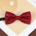 Close-up detail of the wine red paisley bow tie, showing delicate woven texture and classic pattern. - Wine Red Paisley Bowtie