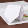 Cravatta da uomo bianca classica per affari, cravatta formale testurizzata per matrimoni. - Annodato a Mano / 8cm / Bianco