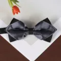 Farfallina formale appuntita da uomo moda matrimonio smoking elegante in raso multistrato - Farfallino Grigio Moda