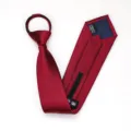 Corbata roja con cremallera para hombres negocios moda color sólido formal corbata - Corbata Preanudada con Cremallera / 8cm / Burdeos Brillo
