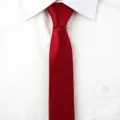 Cravatta sottile rossa tinta unita classica per uomo e donna matrimonio lavoro vista dettagliata - Stile Annodato a Mano 5cm / Rosso Brillante