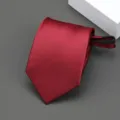 Corbata burdeos con cremallera para hombres y mujeres, corbata estrecha para boda. - Estilo Liso / 8cm / Burdeos