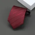 Corbata de rayas burdeos con cremallera para hombre corbata de negocios formal y delgada - Estilo de Rayas Diagonales / 8cm / Burdeos