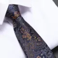 Men's silk paisley tie business formal wedding suit necktie classy blue gold design. - 8cm Royal Style Paisley Zipper