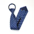Corbata con cremallera de rayas azules para hombre negocios formal nueva - Corbata Preanudada con Cremallera / 8cm / Modelo A02