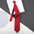 Red striped zipper tie for men and women, business formal wedding wear, easy no-tie design. - 8cm Burgundy Jacquard Pattern Zipper