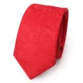 Red men's necktie with elegant woven floral pattern, perfect for wedding groom formal business suit. - 6cm Red Floral Handmade Tie