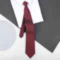 Red striped zipper tie for men and women, business formal wear and wedding groom necktie. - 8cm Dark Red Herringbone Zipper