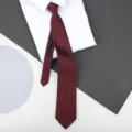 Burgundy zipper tie detail, classic business necktie with shirt collar presentation. - 8cm Calm Burgundy Zipper