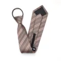 Business zipper tie lazy necktie pre-tied slim striped design professional formal wear for men - Zipper Pre-Tied Necktie / 8cm / Luxurious Double Gold Stripe