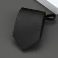 Corbata de cremallera de negocios negra con patrón de líneas abstractas, diseño estrecho. - Estilo Geométrico Copo de Nieve / 8cm / Negro