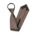 Business zipper necktie for men, brown with blue polka dots, convenient pre-tied design. - Zipper Pre-Tied Necktie / 8cm / Champagne Polka Dot