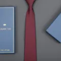 Burgundy silk-like formal business necktie with elegant blue gift box packaging for men wedding. - Zipper Style (Long Gift Box) / 8cm Wide / Stable Burgundy