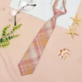 Japanese JK pre-tied plaid necktie for school uniform, cute pre-tied short tie for students. - JK003 Reddish Brown Necktie