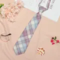 Japanese JK style plaid pre-tied necktie for women and students, cute tartan short tie. - JK004 Glass Candy Necktie