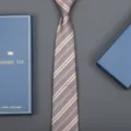 Men's Business Striped Tie with Gift Box Formal Wedding Necktie Elegant Gentleman Fashion Wear - Double Gold Bar Zipper Style (Long Gift Box) / 8cm Wide / Elegant & Luxurious