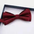 Wine red bow tie for men formal wedding suit accessory classic double layer bow tie detail - Trendy Wine Red Bow Tie