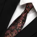 Detailed close-up of vintage floral necktie fabric, exquisite texture and rich colors. - Aegean Sea Wave Series - Black Coffee