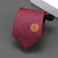 Corbata con cremallera roja de boda para hombre elegante corbata de negocios bordada - Estilo Bordado de Doble Felicidad Redonda / 8cm / Rojo