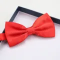 Red silk bow tie for men formal wedding suit groom elegant necktie accessory classy solid. - Bright Red Bowtie L12