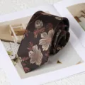 Men's retro floral tie classic business formal necktie elegant vintage jacquard woven neckwear 8cm - 8cm Handmade Style / Dark Coffee Universe