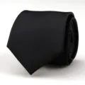 Classic black business necktie featuring subtle diagonal twill weave texture for formal wear. - 8cm Black Fine Striped Hand-Tied