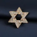Goldfarbene Davidstern Strass Brosche Anstecknadel Luxus Anzug Kragen Abzeichen Detail - Goldenes Hexagramm Brosche