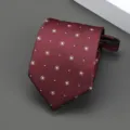 Corbata burdeos estampada con cremallera para hombre, ropa formal de negocios. - Estilo de Patrón de Círculo Concéntrico / 8cm / Burdeos