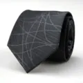 Men's dark gray business tie with geometric abstract lines pattern, elegant necktie for work. - 8cm Gray Root Pattern Hand-Tied