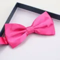 Bright pink silk bow tie for men and women, elegant formal accessory in a gift box. - Rose Red Glossy Bowtie