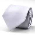 Silver grey men's necktie for business suits, classic wedding formal wear necktie accessory. - 8cm Light Gray Smooth Hand-Tied