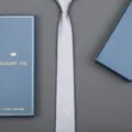 Silver grey business necktie detailed view with elegant blue gift box packaging for formal wear - 6cm Light Grey Fine Stripe Zipper (With Long Gift Box)