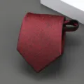 Corbata con cremallera burdeos para hombre y mujer, elegante y práctica para bodas y negocios. - Estilo Texturizado Brillo / 8cm / Burdeos