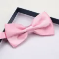 Pink satin bow tie classic formal accessory wedding groom neckwear gift box presentation - Pink Glossy Bowtie