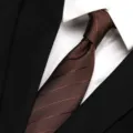 Brown striped tie detail view for men formal business suit wear classic professional design. - Coffee Stripe