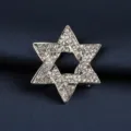Silberne Strass Stern von David Brosche für Herren, elegante Kristall Anstecknadel für Anzug. - Silbernes Hexagramm Brosche