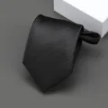Corbata negra con cremallera para ropa formal de negocios corbata texturizada estrecha hombre. - Estilo de Textura Fina / 8cm / Negro