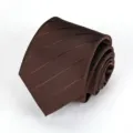 Closeup detail of the elegant brown striped necktie fabric texture for formal business suits. - Coffee Stripe